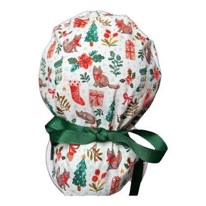 Christmas Cats ponytail scrub hat, scrub caps for women