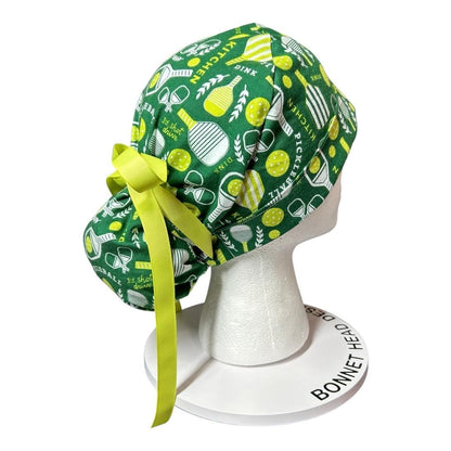 Scrub Caps for Women Pickle Ball | satin lining and mask buttons optional