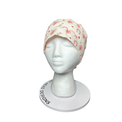 Cowgirl Scrub Cap: Organic Cotton Ponytail Hat with Pink Ribbon
