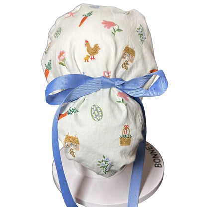Rifle Paper Co Easter Scrub Cap: Bunny Print Ponytail Hat
