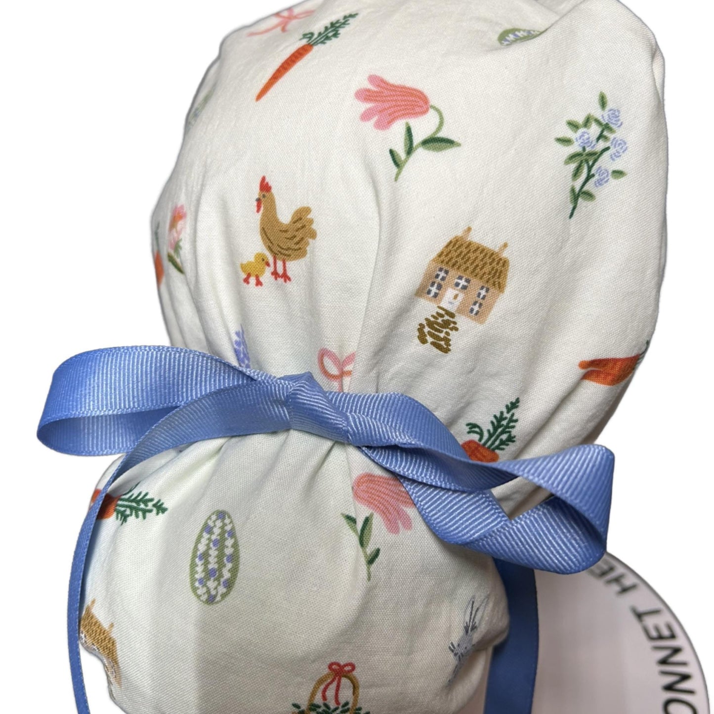 Rifle Paper Co Easter Scrub Cap: Bunny Print Ponytail Hat