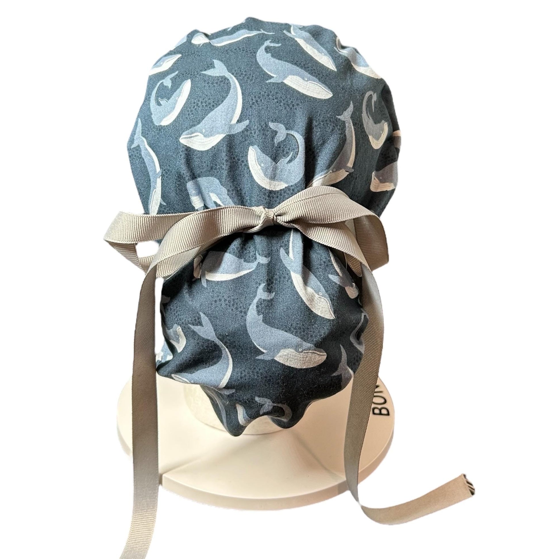 Gray Whale Ponytail Scrub Cap: Rifle Paper Co. Cotton