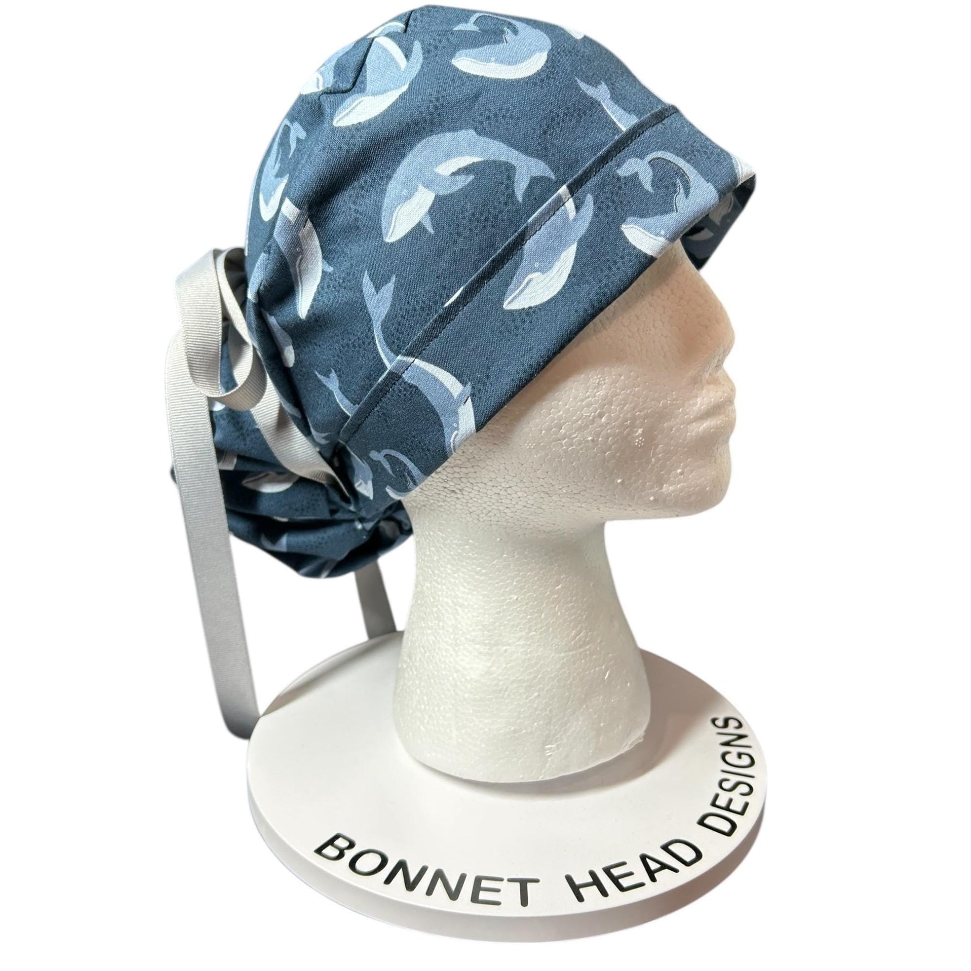 Gray Whale Ponytail Scrub Cap: Rifle Paper Co. Cotton