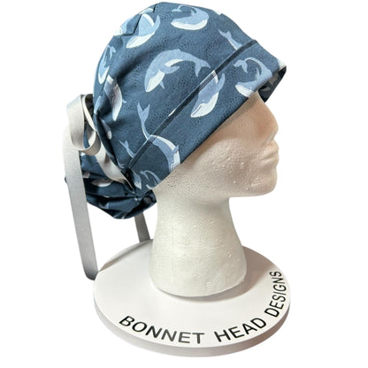Gray Whale Ponytail Scrub Cap: Rifle Paper Co. Cotton