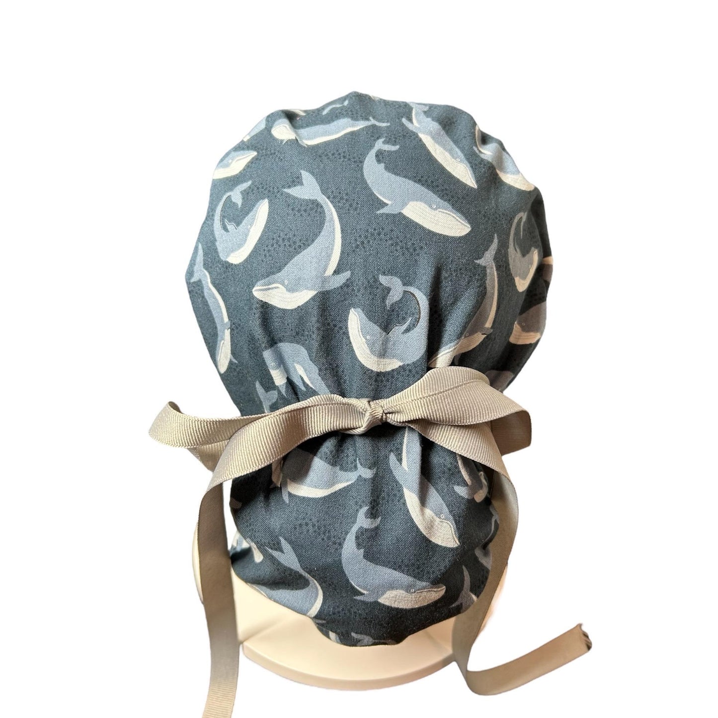 Gray Whale Ponytail Scrub Cap: Rifle Paper Co. Cotton