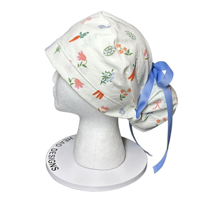 Rifle Paper Co Easter Scrub Cap: Bunny Print Ponytail Hat