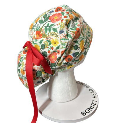 Floral print scrub cap, Rifle Paper Co fabric scrub hat, Camont floral scrub cap, Bonnet Head Designs