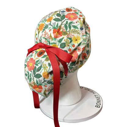 Floral print scrub cap, Rifle Paper Co fabric scrub hat, Camont floral scrub cap, Bonnet Head Designs