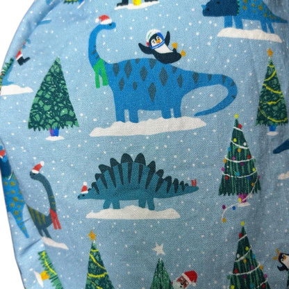 Christmas Dinosaurs euro scrub hat- satin lining option- OR headwear
