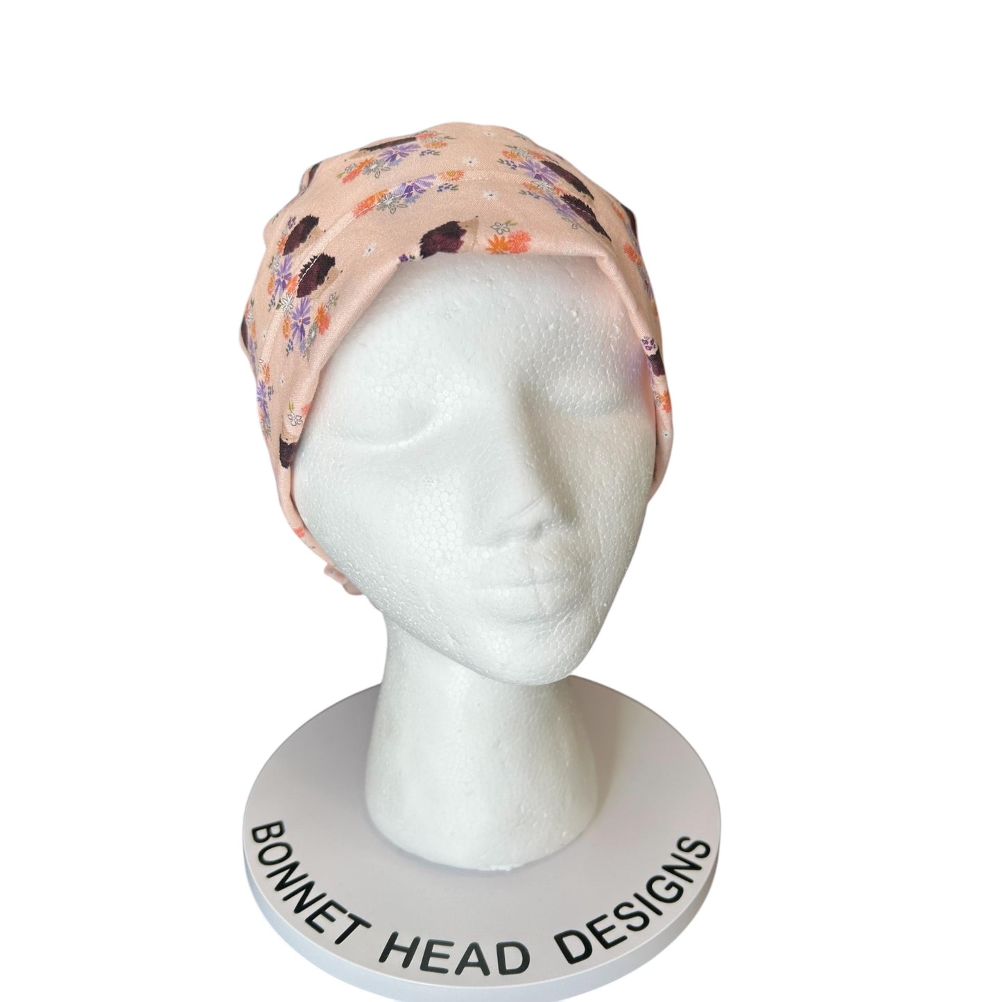 Scrub Caps: Hedgehogs, Adjustable bun Pocket with ribbon ties