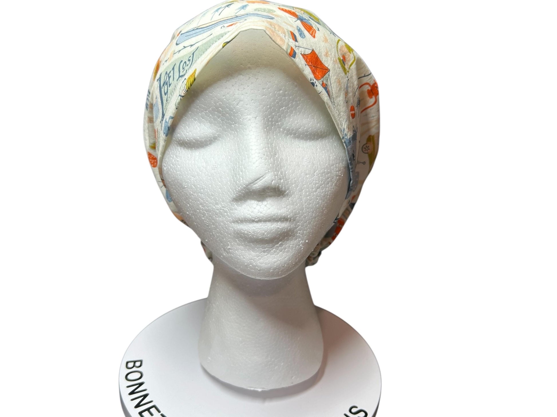 Euro Style Stay Wild Camping Themed scrub hat— satin lining optional with toggle