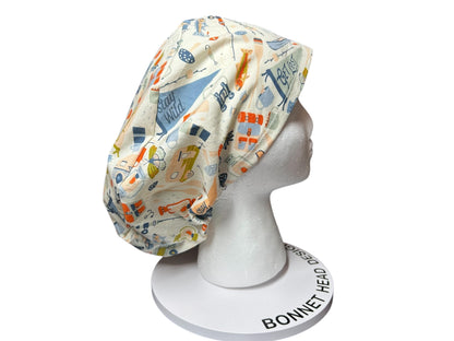 Euro Style Stay Wild Camping Themed scrub hat— satin lining optional with toggle