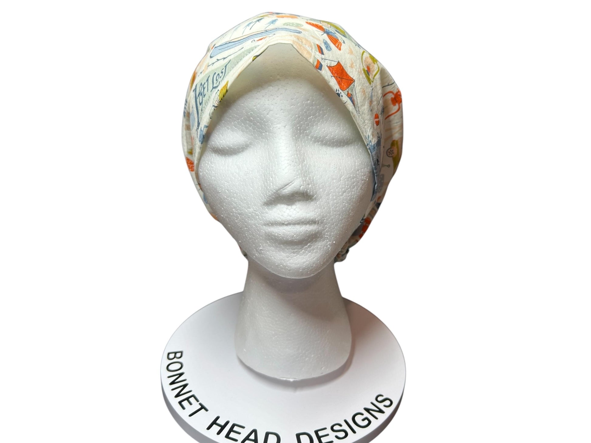 Euro Style Stay Wild Camping Themed scrub hat— satin lining optional with toggle