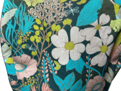 Euro Style Spring Floral with Hummingbirds Themed scrub hat— satin lining optional with toggle