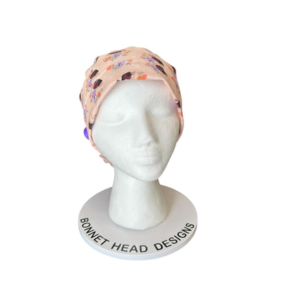 Scrub Caps: Hedgehogs, Adjustable bun Pocket with ribbon ties