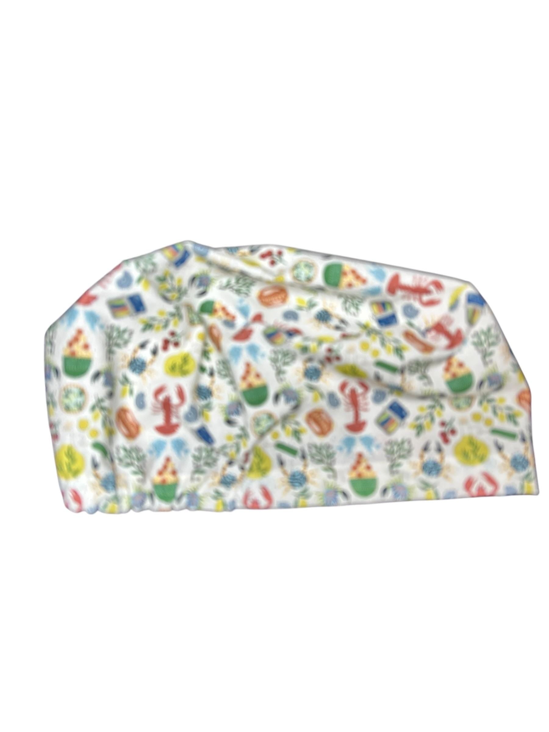 Euro scrub cap Italian themed | Olive Love You fabric | adjustable cap with satin lining option