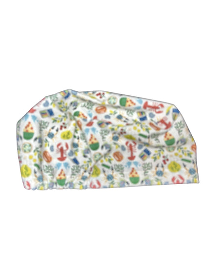 Euro scrub cap Italian themed | Olive Love You fabric | adjustable cap with satin lining option