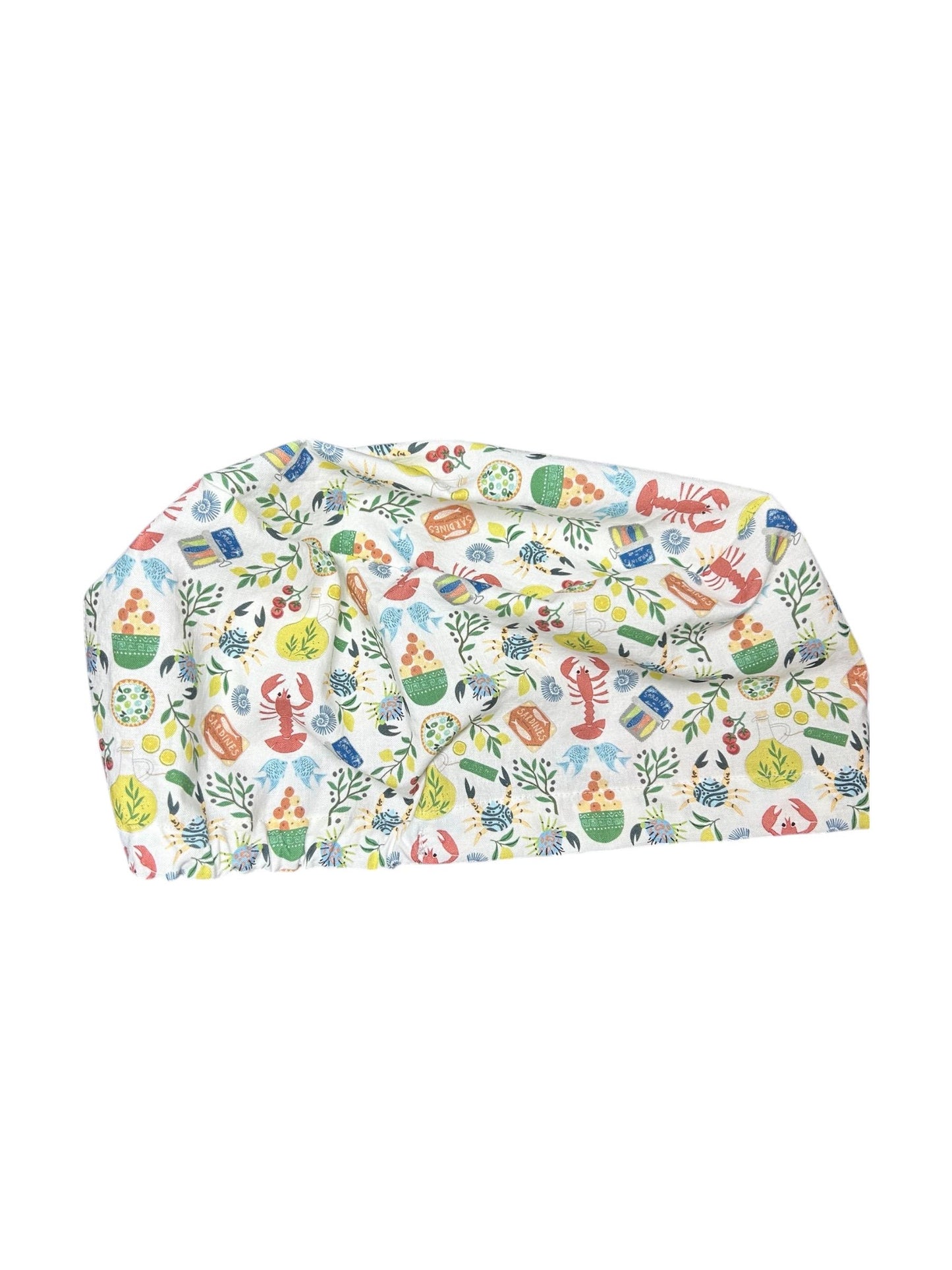 Euro scrub cap Italian themed | Olive Love You fabric | adjustable cap with satin lining option