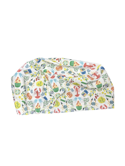 Euro scrub cap Italian themed | Olive Love You fabric | adjustable cap with satin lining option