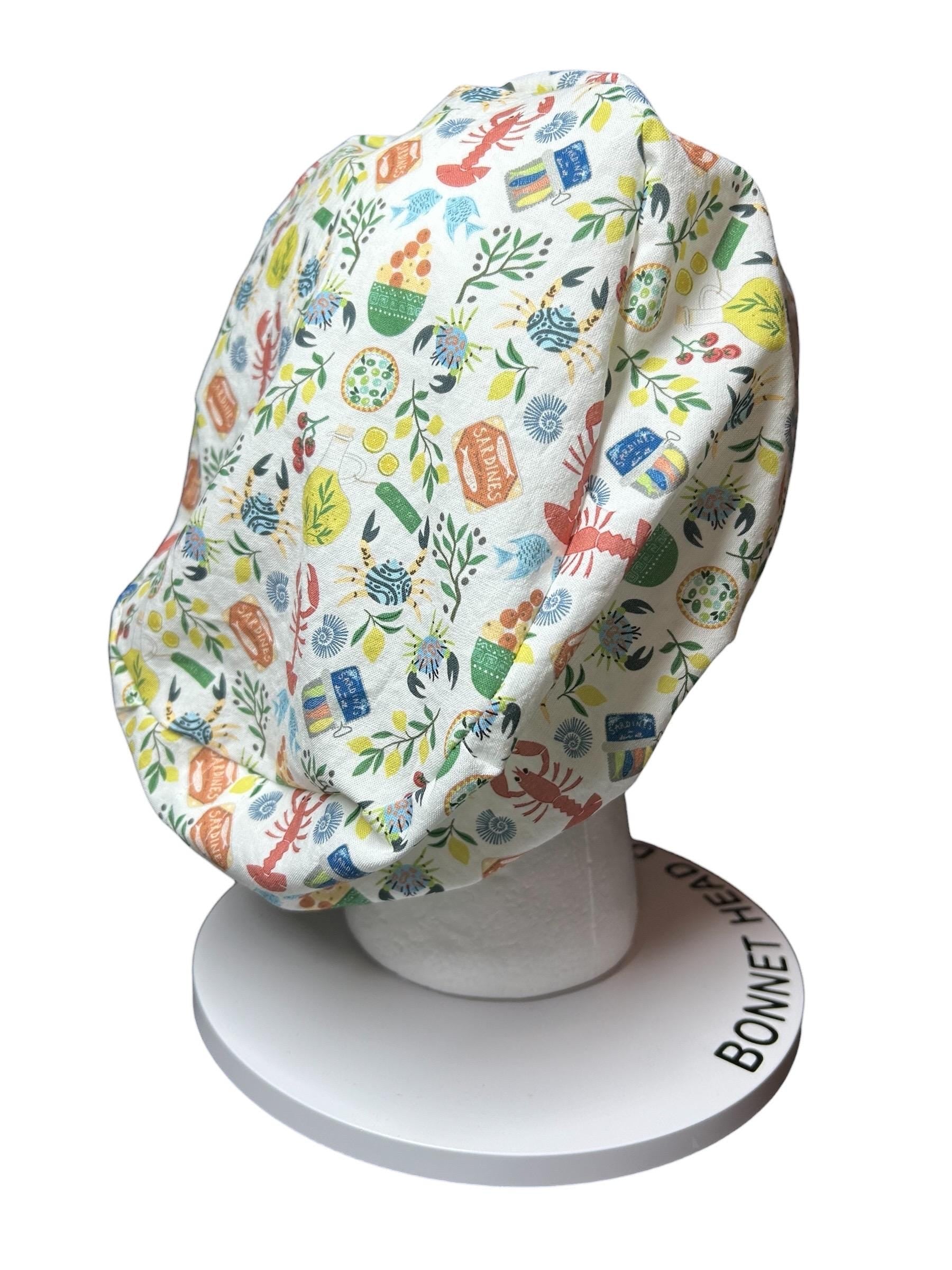 Euro scrub cap Italian themed | Olive Love You fabric | adjustable cap with satin lining option
