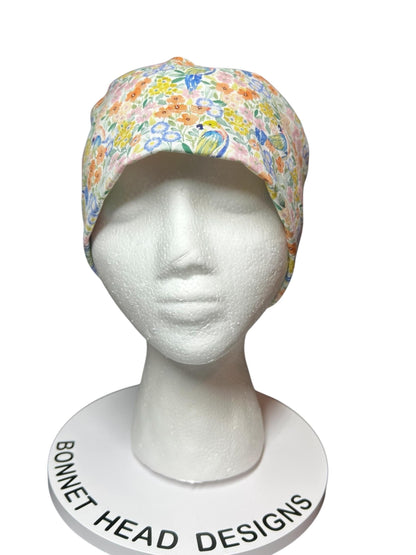 Ponytail Scrub Cap for Women | Floral Scrub Hat for Long Hair | Satin Lined Surgical Cap | Nurse & Vet Tech Gift
