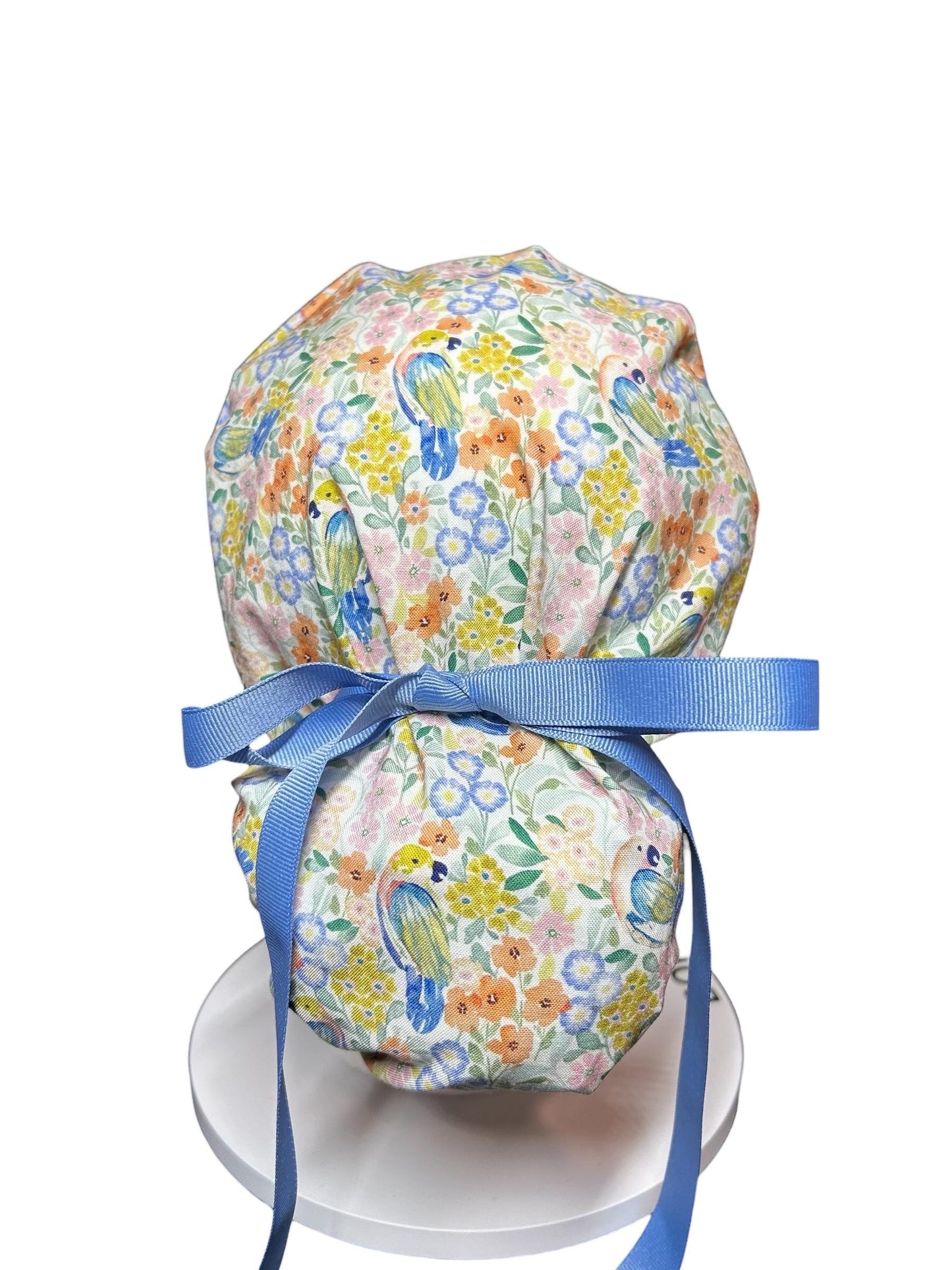 Ponytail Scrub Cap for Women | Floral Scrub Hat for Long Hair | Satin Lined Surgical Cap | Nurse & Vet Tech Gift