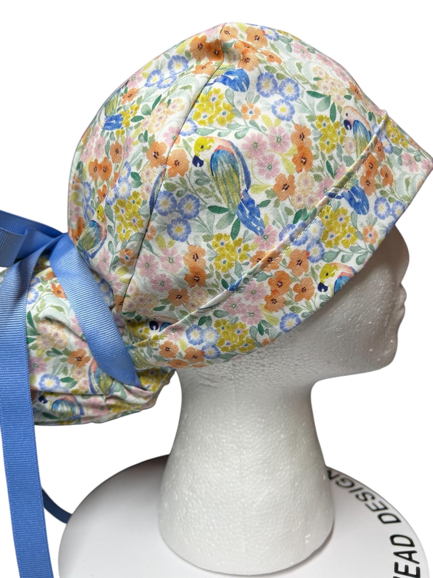 Ponytail Scrub Cap for Women | Floral Scrub Hat for Long Hair | Satin Lined Surgical Cap | Nurse & Vet Tech Gift
