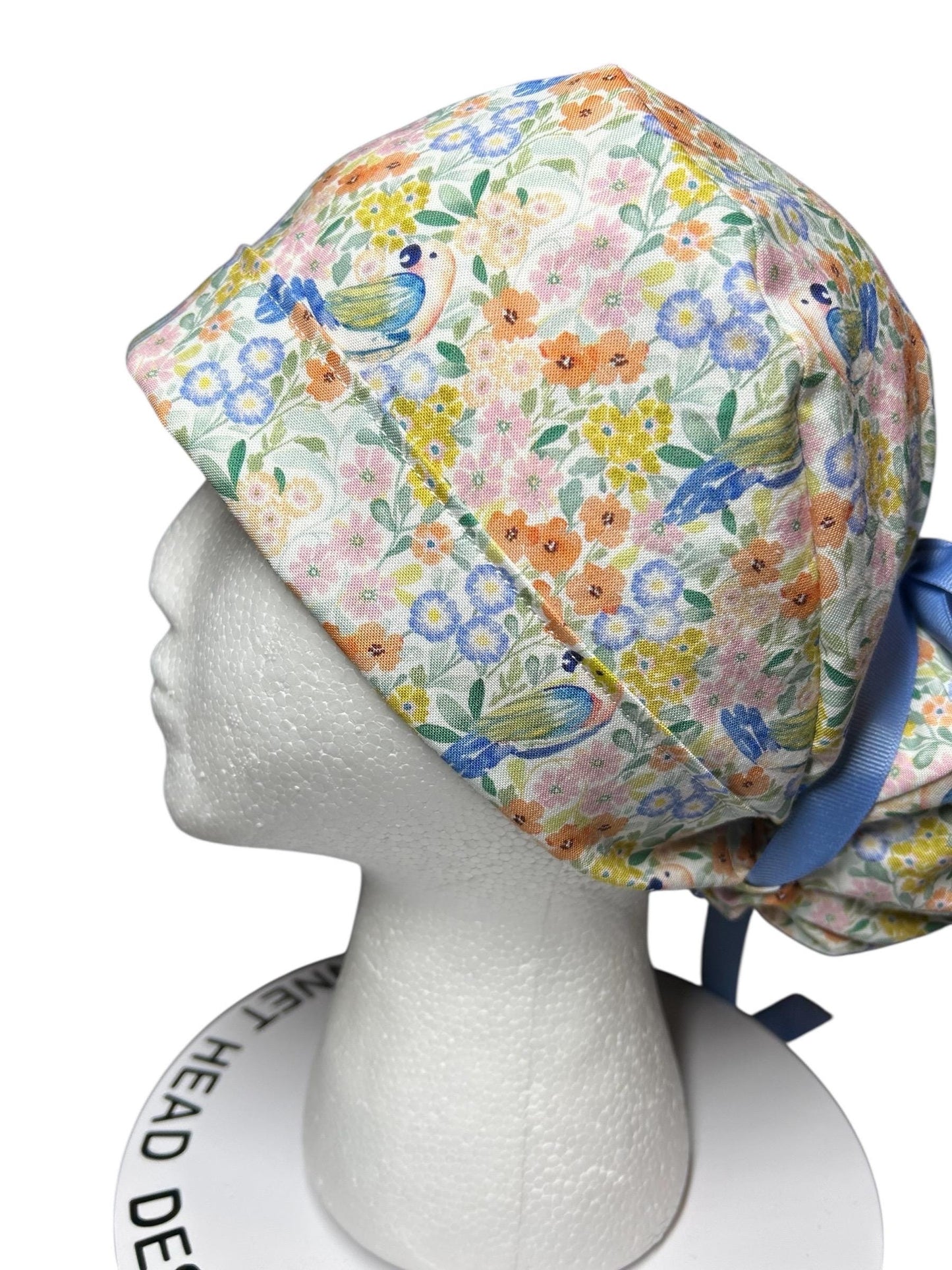 Ponytail Scrub Cap for Women | Floral Scrub Hat for Long Hair | Satin Lined Surgical Cap | Nurse & Vet Tech Gift
