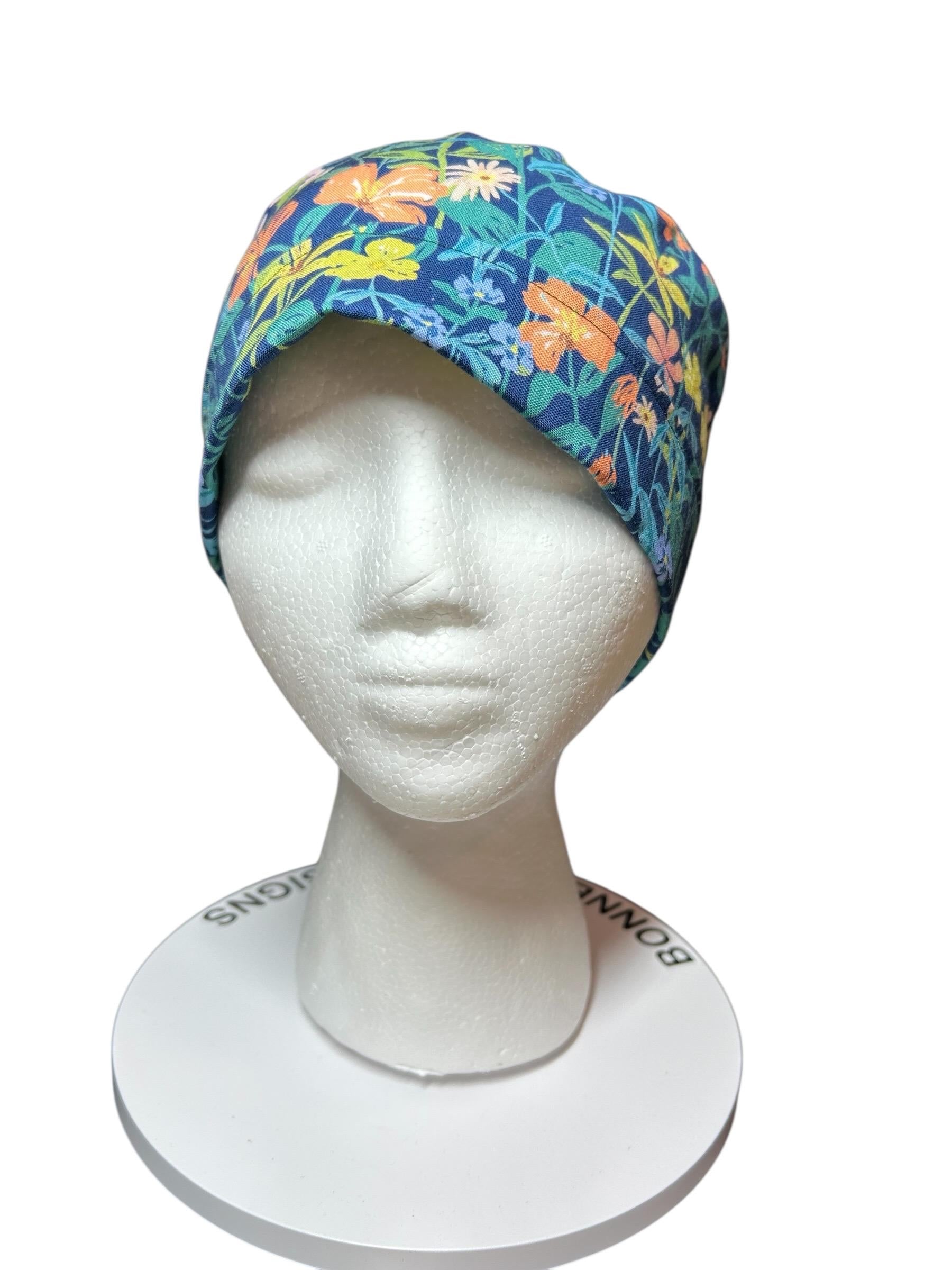 Floral Scrub caps: Hawaiian print