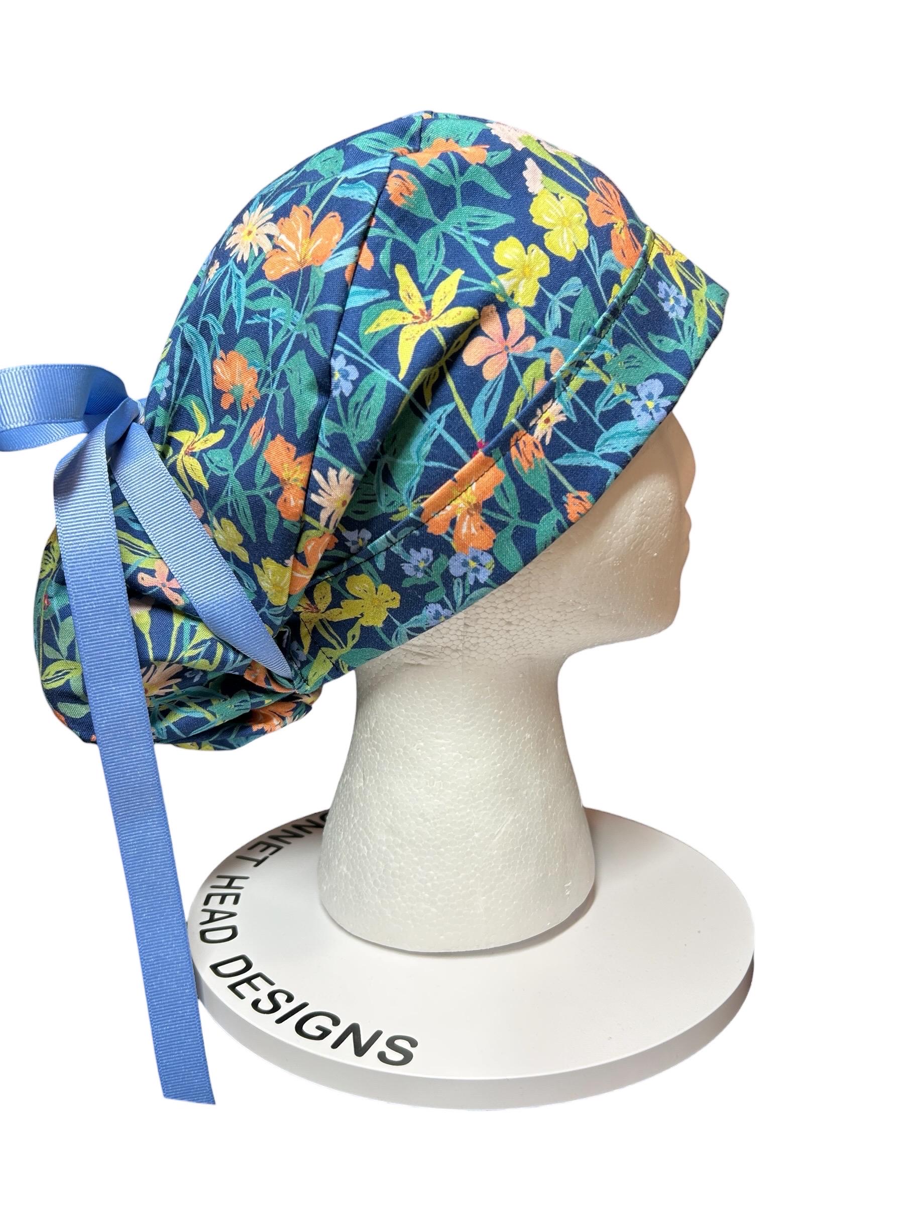 Floral Scrub caps: Hawaiian print