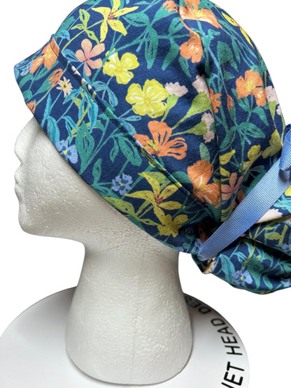 Floral Scrub caps: Hawaiian print