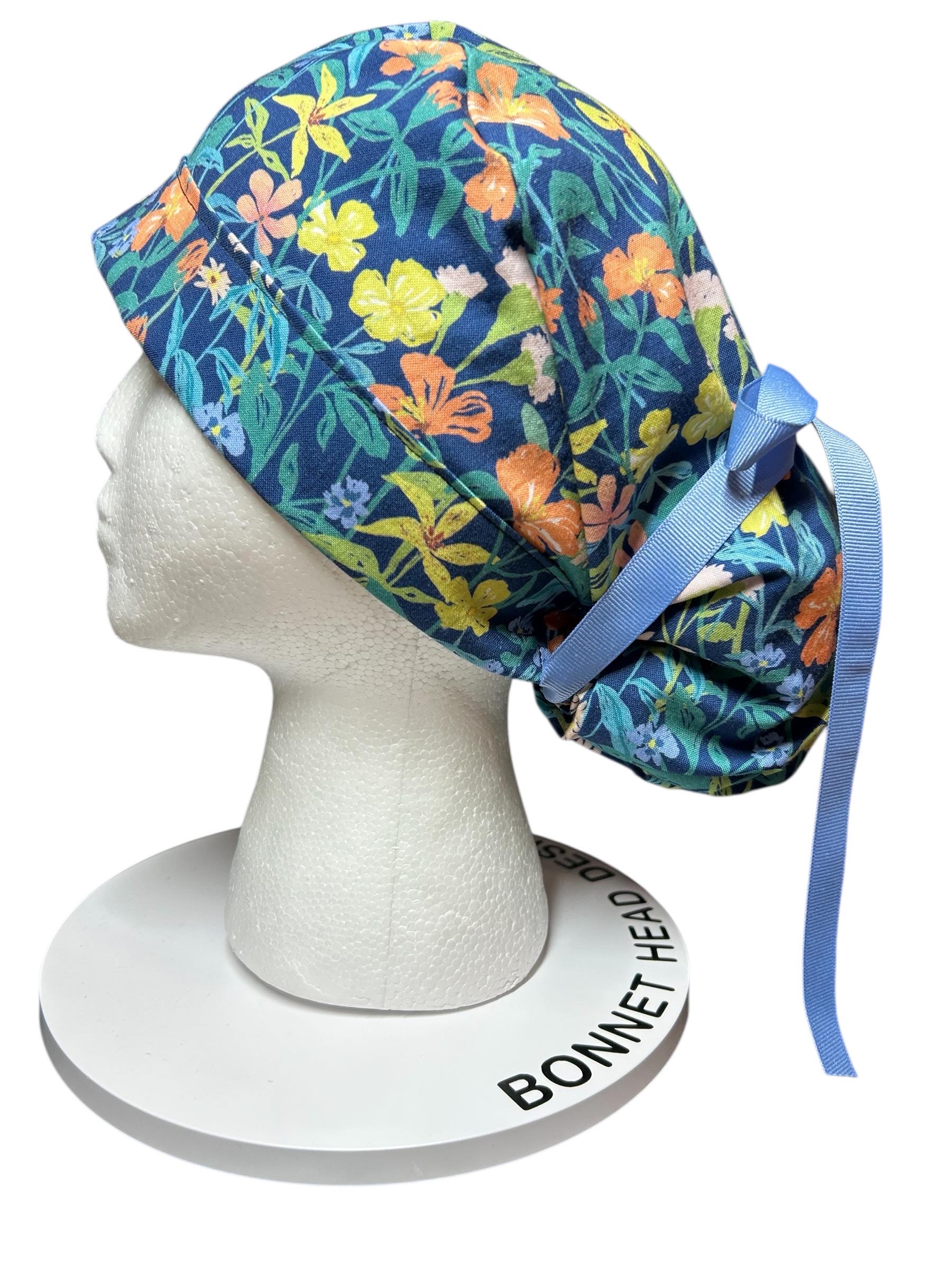 Floral Scrub caps: Hawaiian print