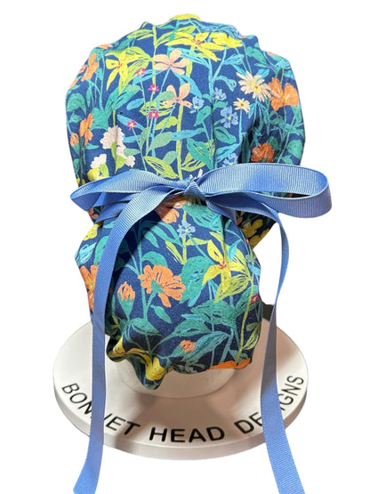 Floral Scrub caps: Hawaiian print