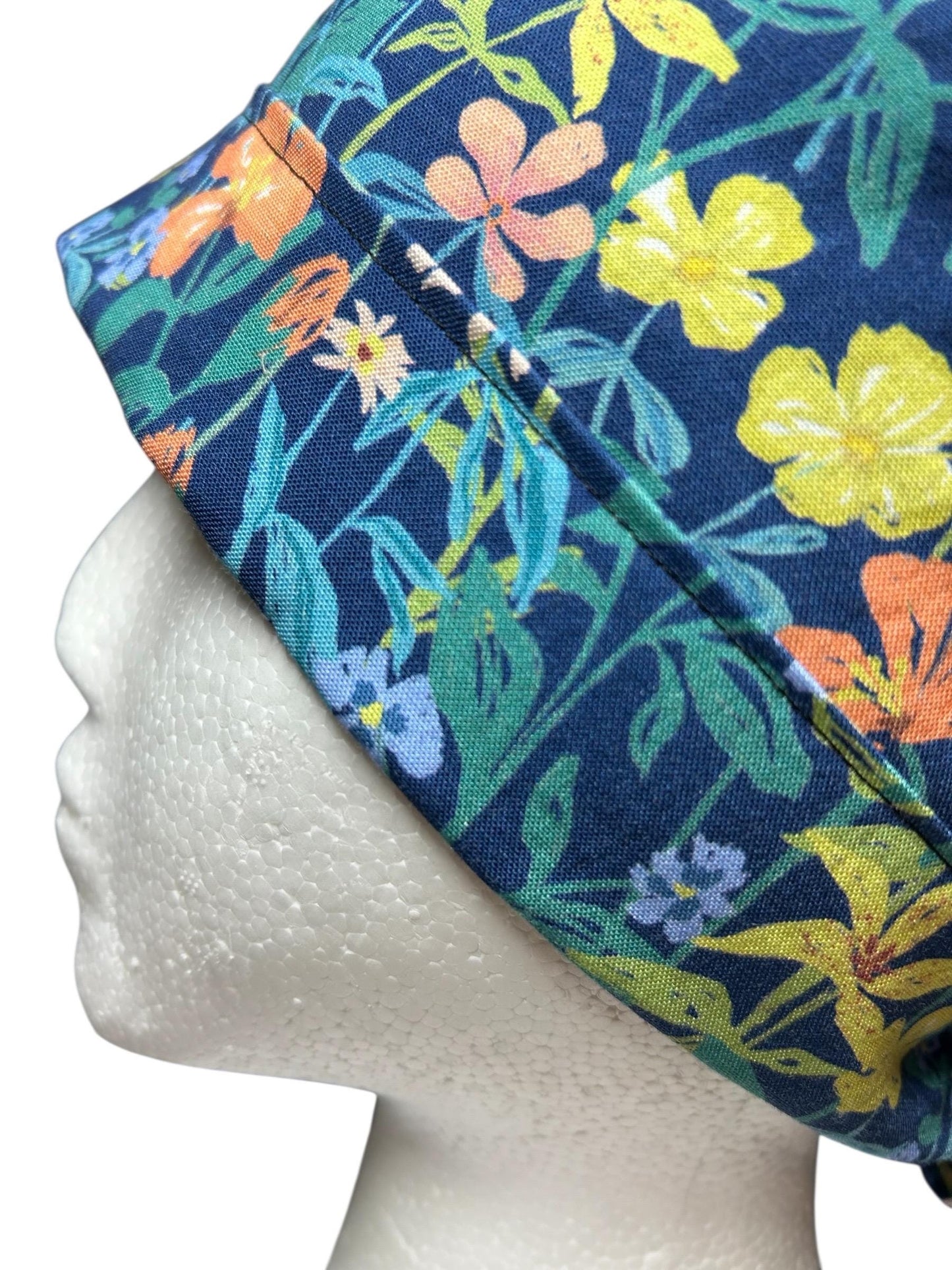 Floral Scrub caps: Hawaiian print