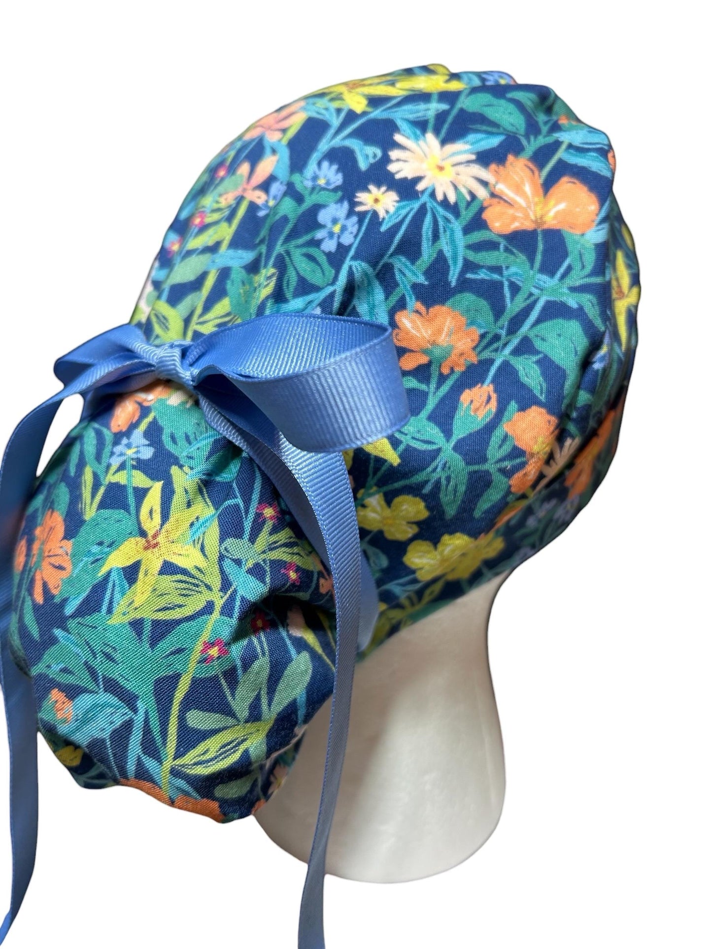 Floral Scrub caps: Hawaiian print