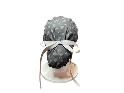 Airplane Print women's ponytail scrub cap with satin lining option