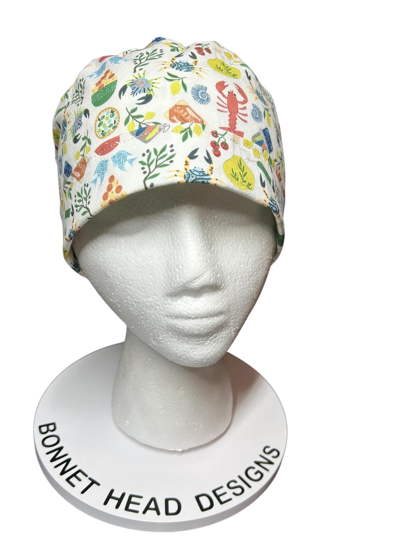 Olive Love You Women’s Ponytail Scrub Cap | fun lobster scrub hat with satin lining option
