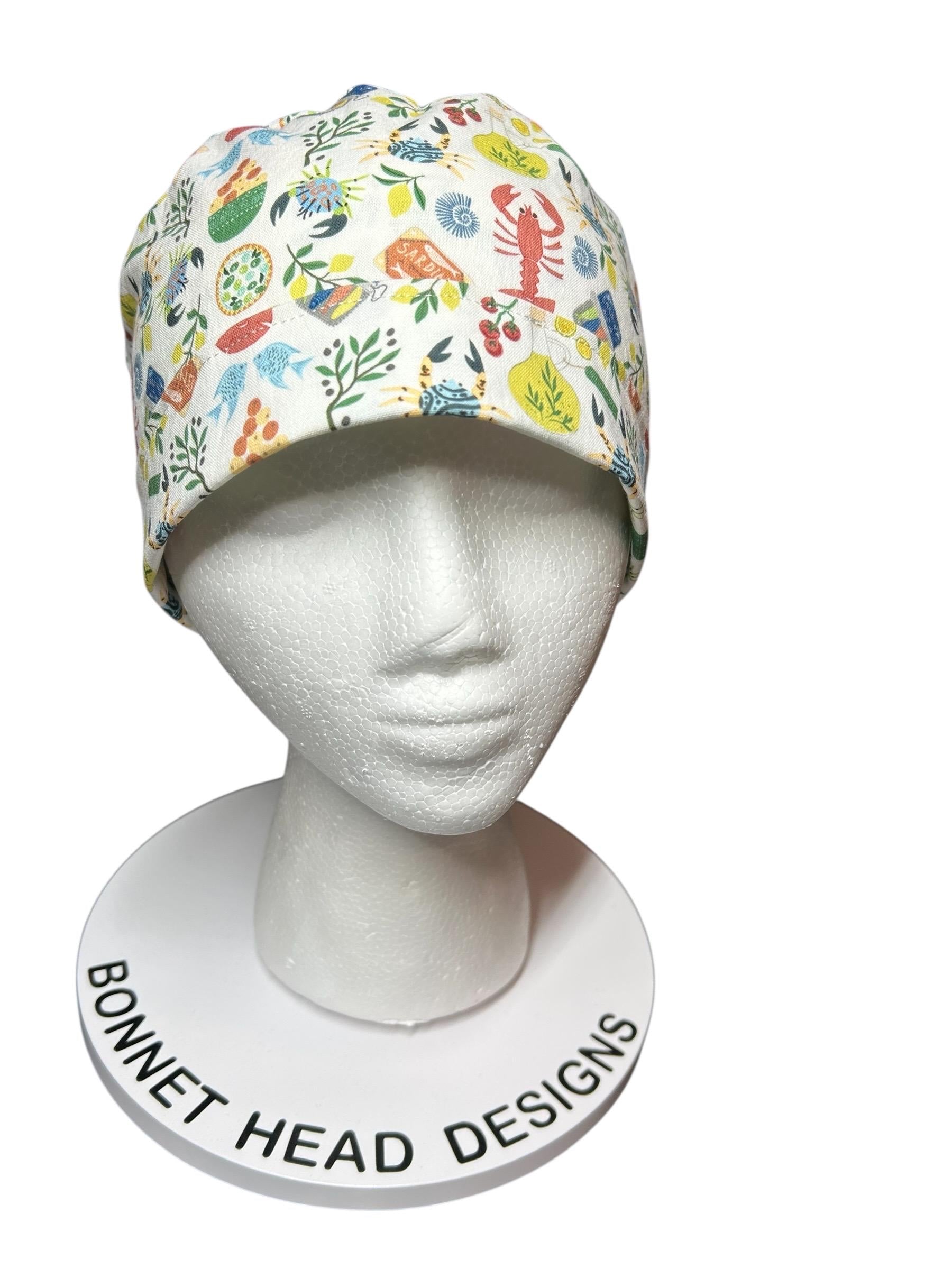 Olive Love You Women’s Ponytail Scrub Cap | fun lobster scrub hat with satin lining option
