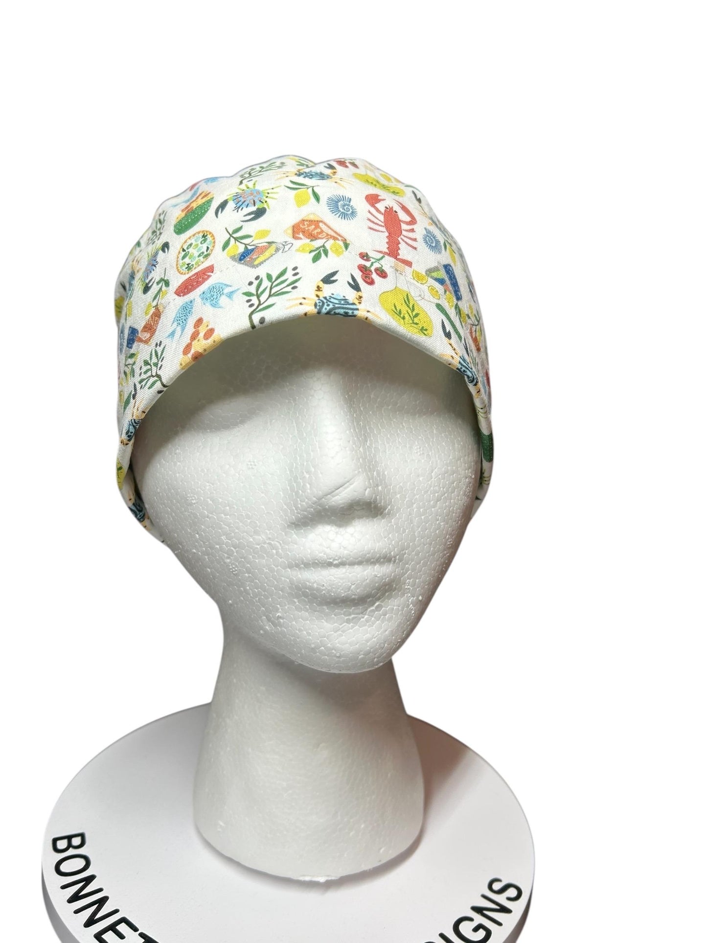 Olive Love You Women’s Ponytail Scrub Cap | fun lobster scrub hat with satin lining option