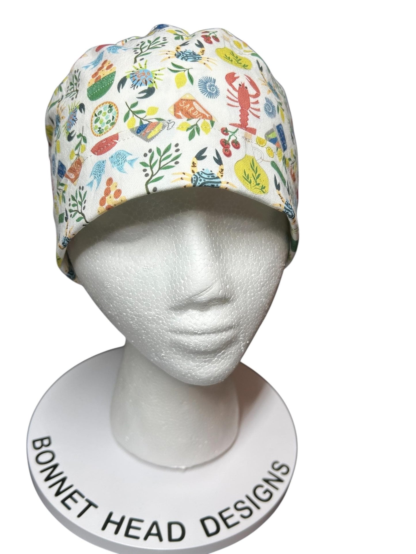 Olive Love You Women’s Ponytail Scrub Cap | fun lobster scrub hat with satin lining option