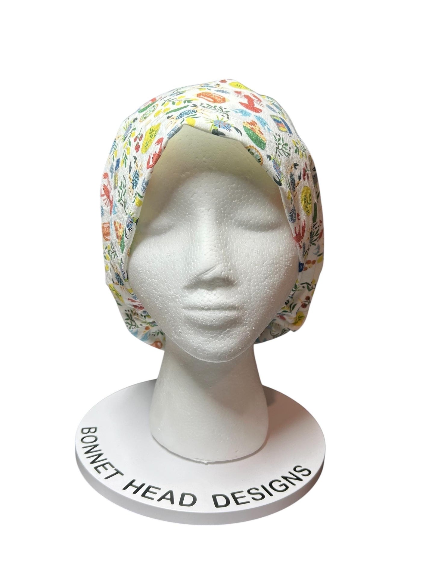 Euro scrub cap Italian themed | Olive Love You fabric | adjustable cap with satin lining option