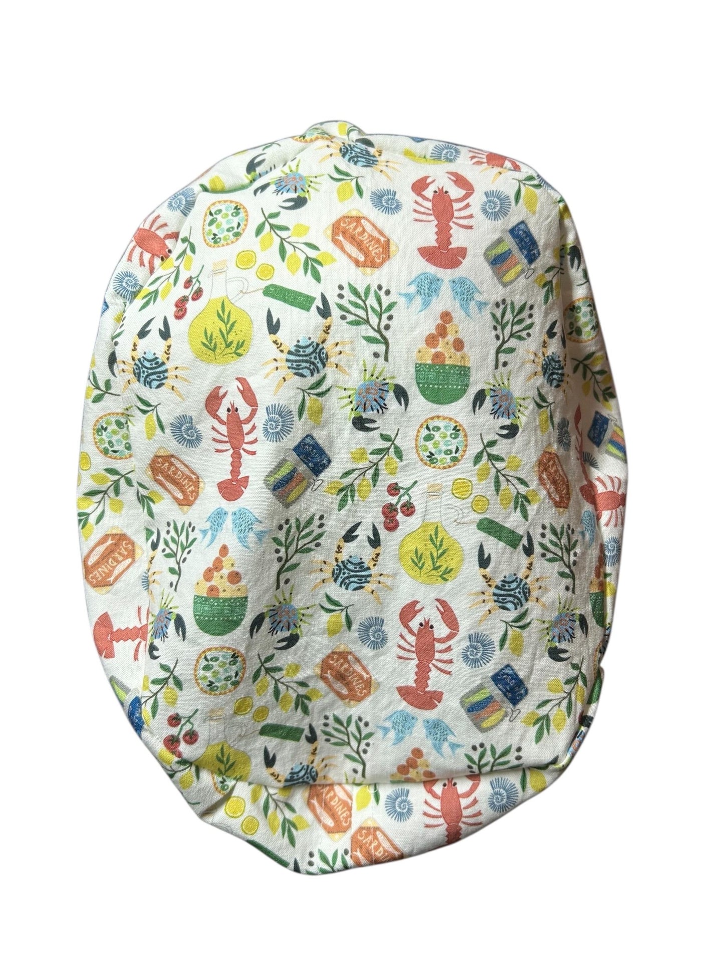 Euro scrub cap Italian themed | Olive Love You fabric | adjustable cap with satin lining option