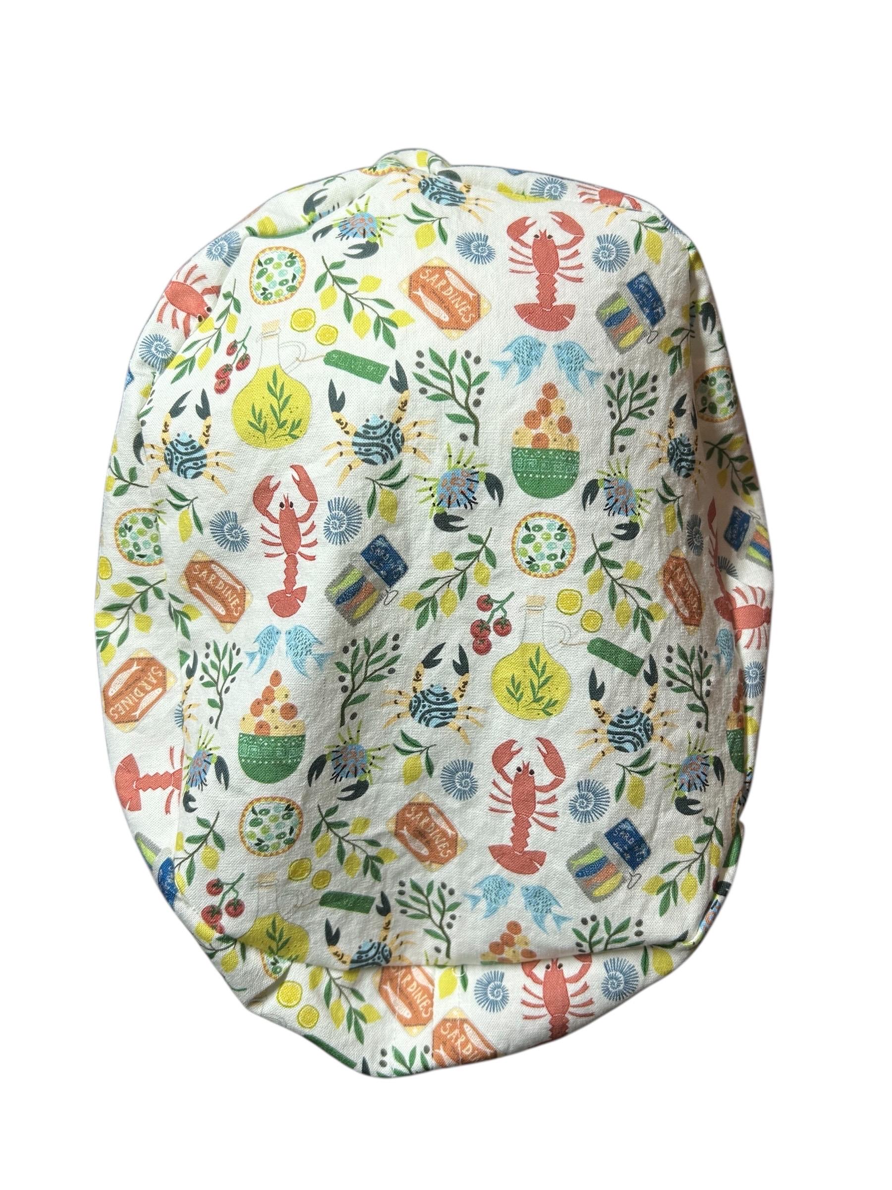 Euro scrub cap Italian themed | Olive Love You fabric | adjustable cap with satin lining option