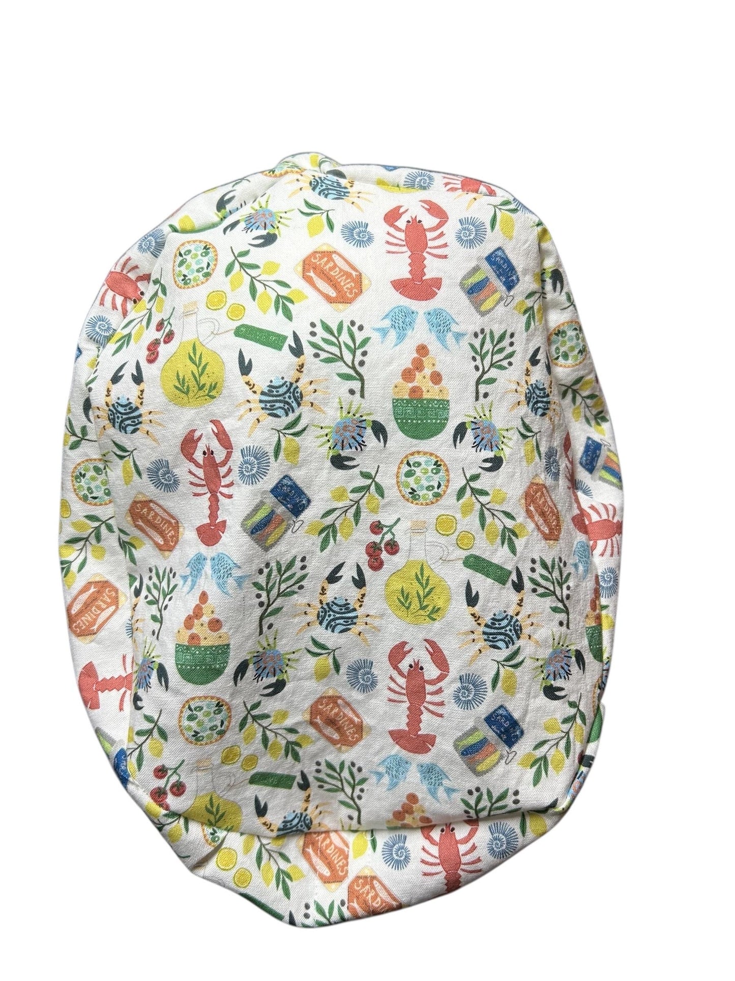 Euro scrub cap Italian themed | Olive Love You fabric | adjustable cap with satin lining option