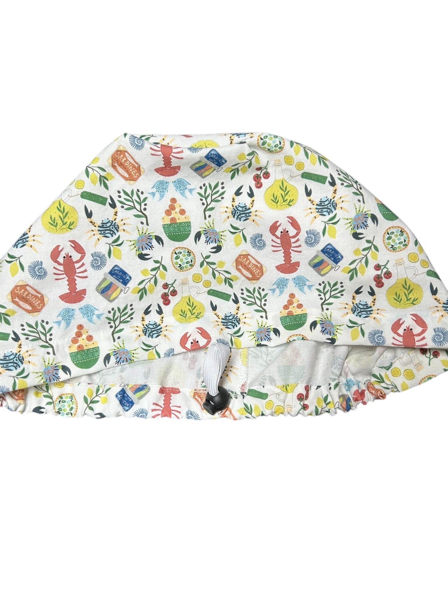 Euro scrub cap Italian themed | Olive Love You fabric | adjustable cap with satin lining option