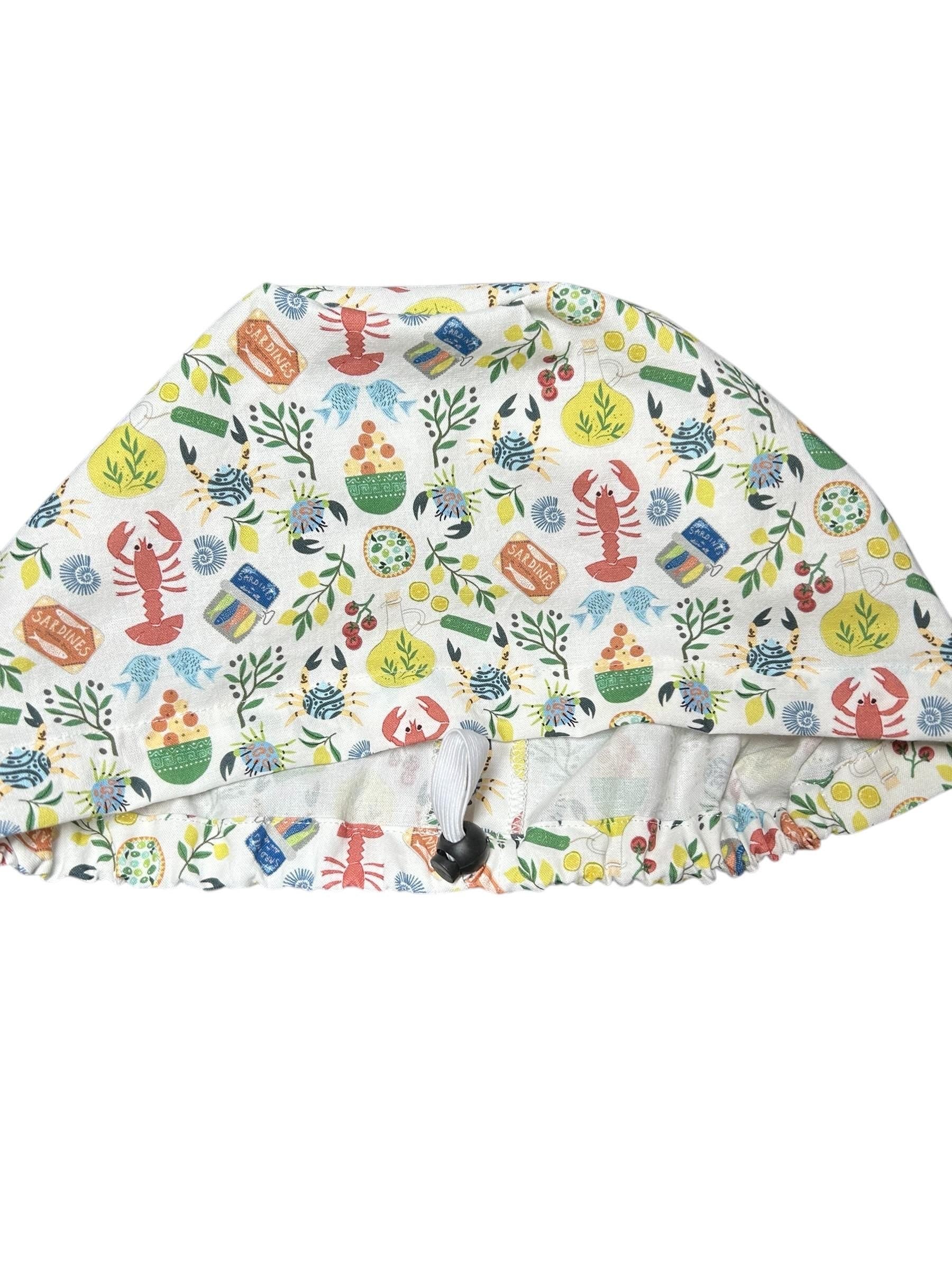 Euro scrub cap Italian themed | Olive Love You fabric | adjustable cap with satin lining option