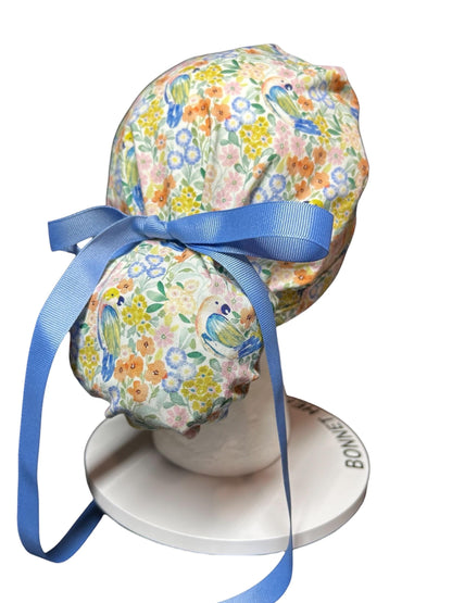 Ponytail Scrub Cap for Women | Floral Scrub Hat for Long Hair | Satin Lined Surgical Cap | Nurse & Vet Tech Gift