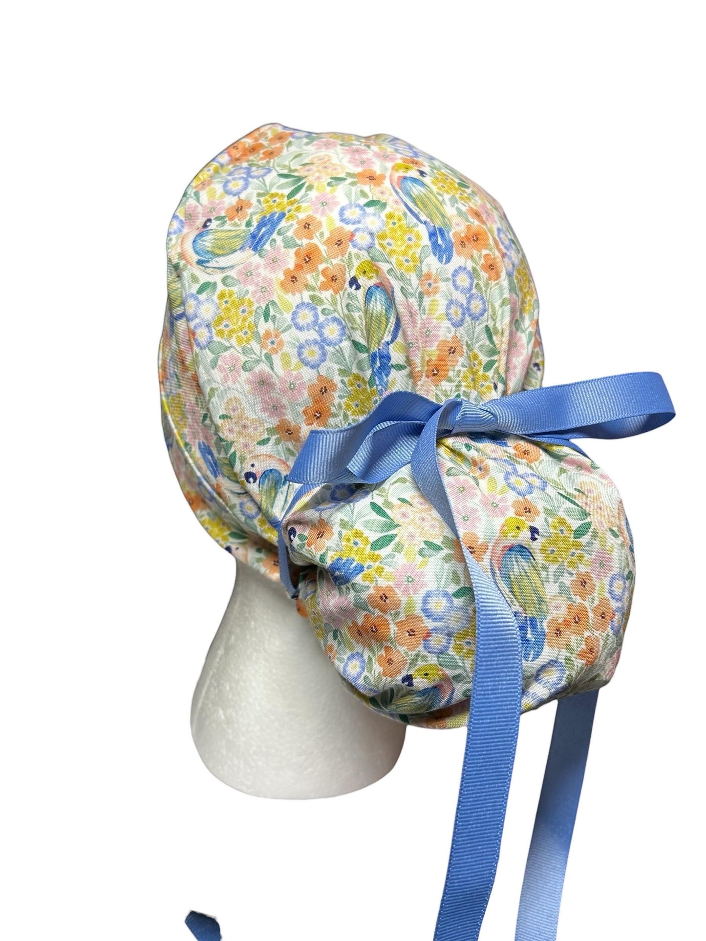 Ponytail Scrub Cap for Women | Floral Scrub Hat for Long Hair | Satin Lined Surgical Cap | Nurse & Vet Tech Gift