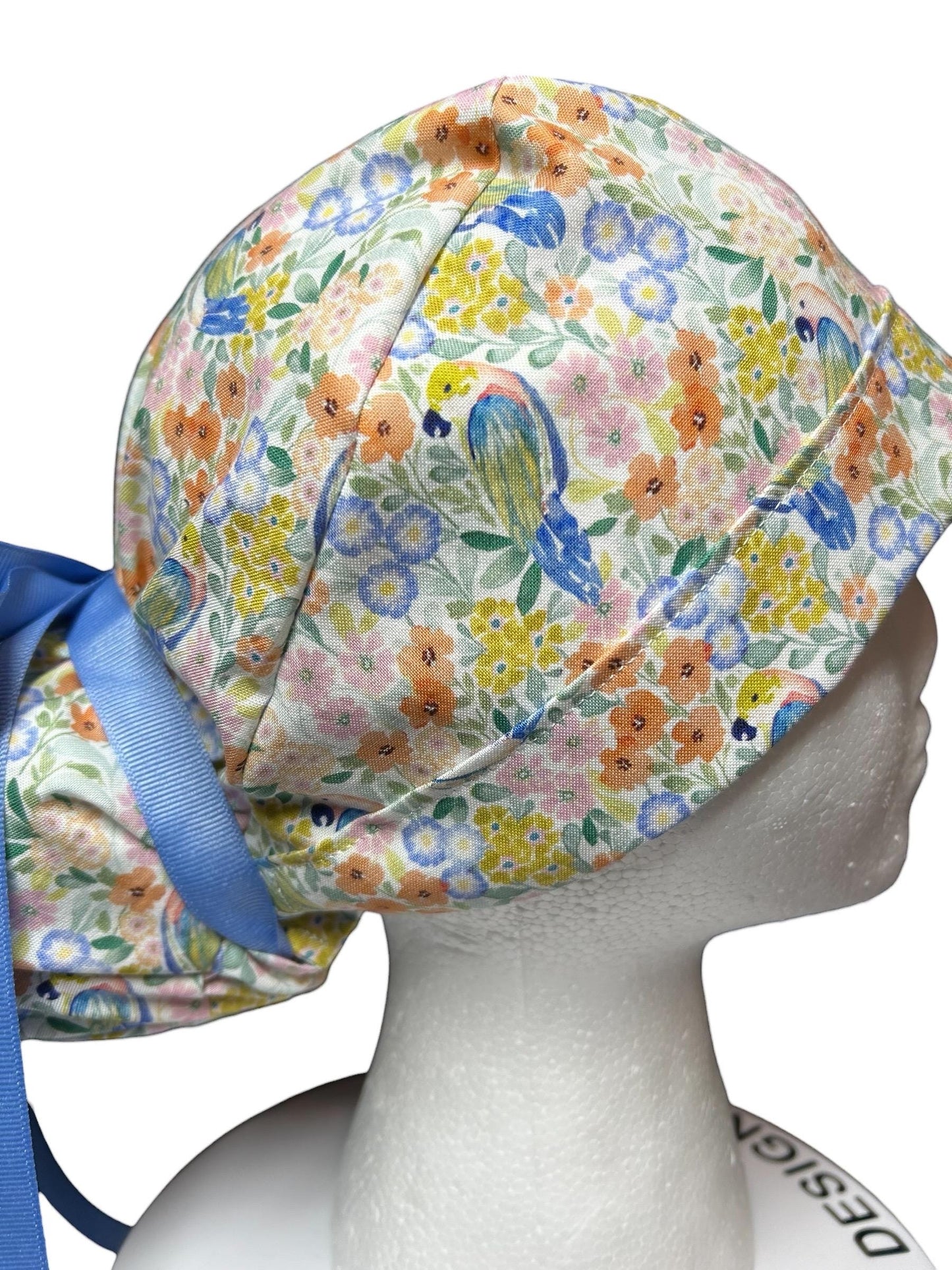 Ponytail Scrub Cap for Women | Floral Scrub Hat for Long Hair | Satin Lined Surgical Cap | Nurse & Vet Tech Gift
