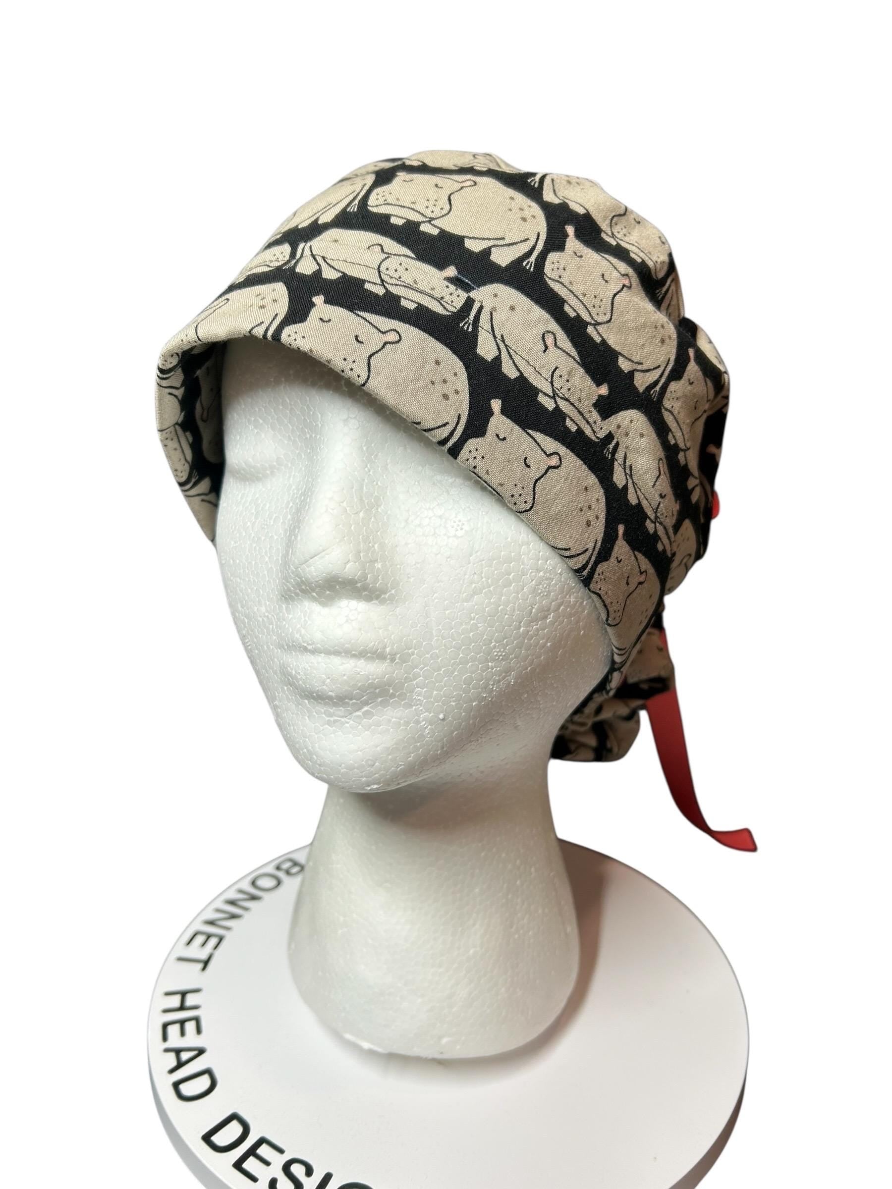 Weary Hippo Ponytail Scrub Cap- women’s scrub hat with optional satin lining, nurses week gift